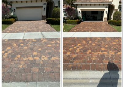 Before and after image of cleaned driveway by Know Pressure Exterior Cleaning